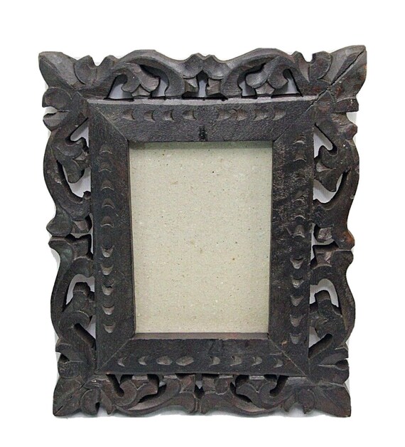 Elegant Handcarved Black Wooden Picture Frame with Glass, Exquisite Design, Perfect for Home Decor, Unique Gift Idea, Great Quality