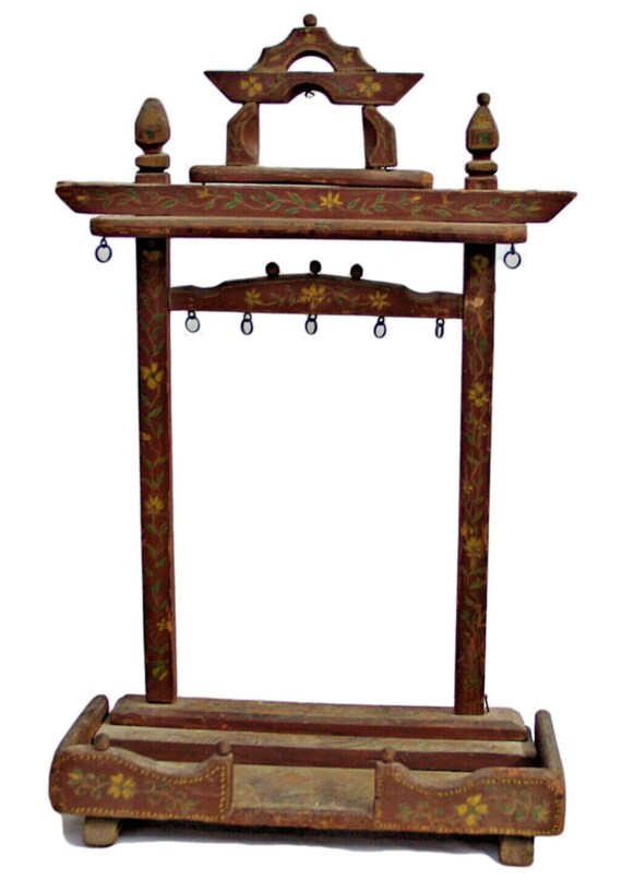 Hand Crafted Vintage Wooden Ladoo Gopal Swing– Exquisite Classic Indian Jhoola Intricately Carved Decor Unique Spiritual Centerpiece