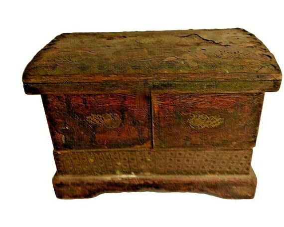 Vintage Painted Brass and Wooden Bangle Box– Hand Crafted Jewelry Collector’s Chest | Antique Trinket Storage | Timeless Unique Gift for Her