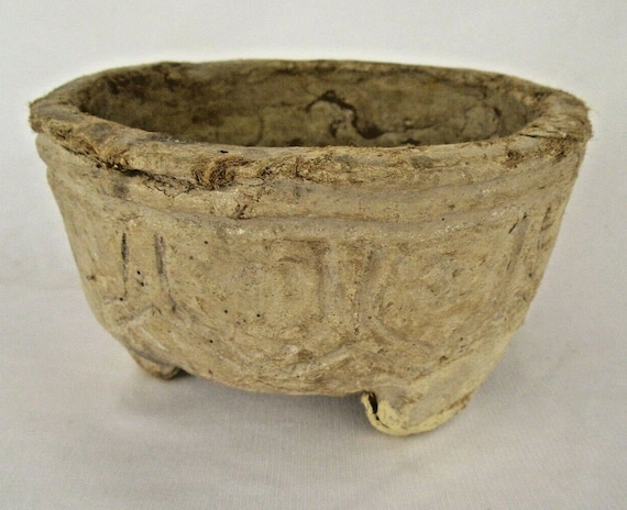 Antique Tribal Handmade Paper Mache Bowl – Vintage Fruit/Vegetable Keeper | Unique Ethnic Homeware Art | Rustic Tribal Decor for Collectors