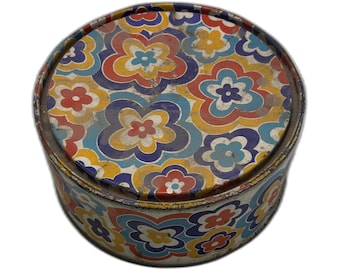 Vintage Britannia Biscuits Tin Box Calcutta India Retro Floral Advertising Collectible Metal Container