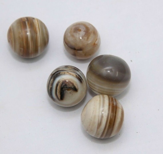 Antique Suleimani Aqeeq Agate Eye Banded Beads 5 Rare Ancient Stones for Jewelry Makers, Unique Collector’s Gemstones for Spiritual Crafting