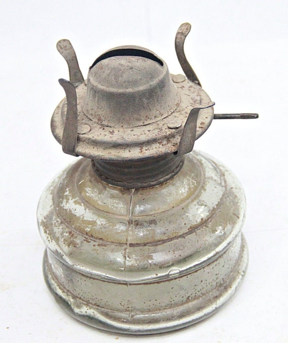 Old Vintage Rare Glass Tank Kerosene Oil Lighting Lamp Collectible from India, Unique Antique Decor Piece for Home and Office Use