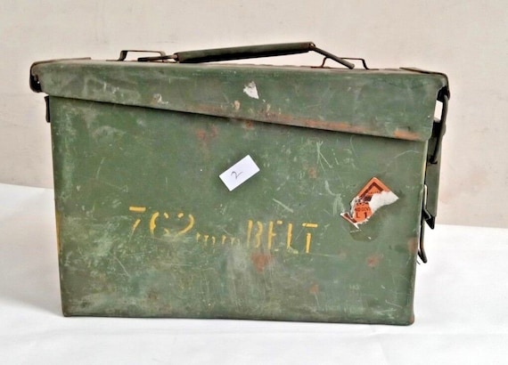 Rare Vintage Military Bullets Carrying Box, Solid Built Army Ammo Container, Antique Metal Storage Box, Old Military Ammo Case, Rustic Decor