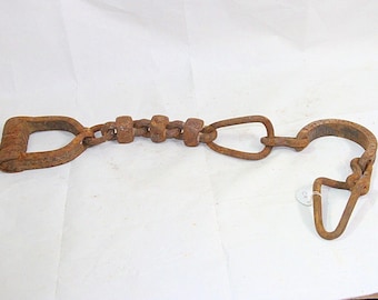Vintage Horse Shackles Hand-Forged Iron Chain, Rustic Farmhouse Decor