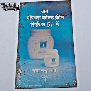Antique Ponds Lotion Cream Tin Sign: Rare Indian Litho Collectible