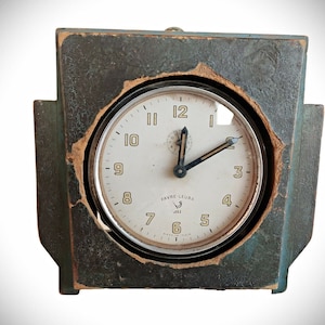 Antique Fevre-Leuba Winding Alarm Clock in Wooden Box – Mechanical Timepiece (Needs Repair), Collectible Project for Restoration Enthusiasts