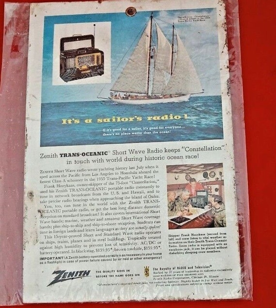Vintage Zenith Trans-Oceanic Short Wave Radio Ad – Old Rare Chicago Advertisement | Classic Radio Collectible | Retro Paper Sign for Display