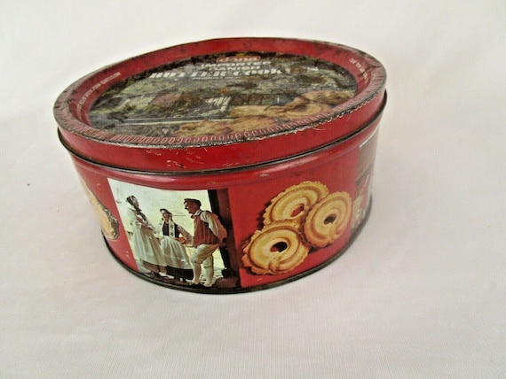 Vintage Imported Danish Butter Cookies Tin Box – Large Round Retro Collectible from Denmark | Classic Cookie Storage Nostalgic Kitchen Decor