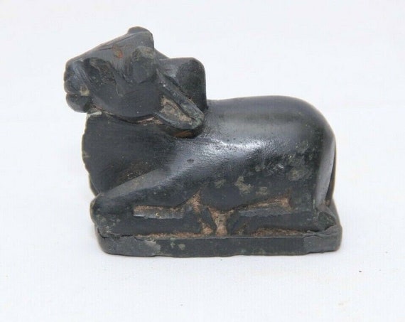 Vintage Marble Nandi Statue, Hand Carved Shiva's Ox Figurine, Rare Indian Spiritual Collectible, Antique Religious Decor