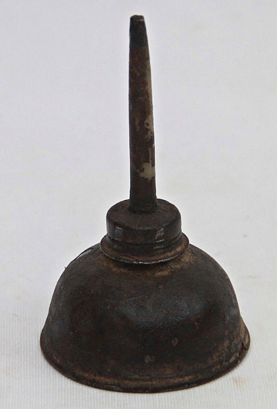Rare Charming Vintage Small Sewing Machine Oil Tin Can with Spout - Antique Indian Collectible Perfect for Unique Home Decoration or Display