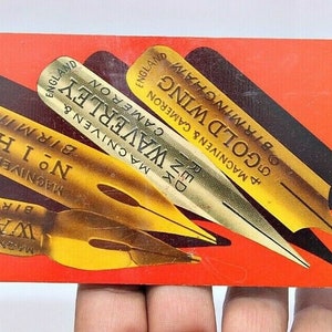 Vintage Macniven & Cameron Pen Ad Litho Blechschild - Seltenes Birmingham England Sammlerstück, antikes Bürodekor, Retro Lettering Enthusiast's Art