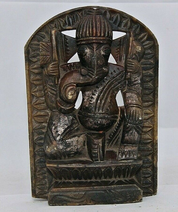 9 Inch Antique Hand Carved Marble Stone Lord Ganesha Figure Unique Indian Home Decor Statue for Spiritual and Cultural Enthusiasts D18