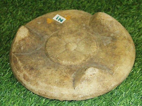 Authentic Old Vintage Marble Stone Chapati Rolling Board, Unique Hand Crafted Indian Chaklota, Traditional Bread Making Durable Kitchen Tool