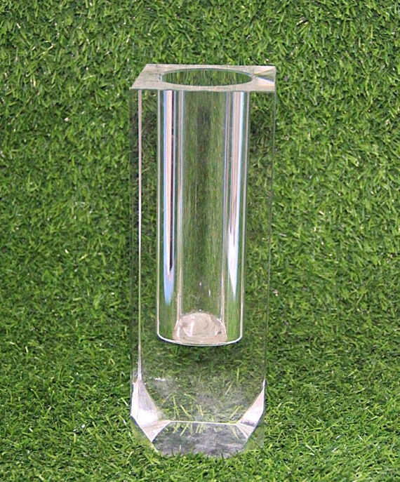 Old Vintage Rare Heavy Transparent Cut Glass Flower Vase/Pot Holder Stunning Collectible for Home Decor or Elegant Gift Idea for Collectors