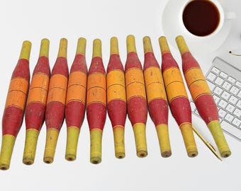 Wooden Rolling Pins, Colorful Traditional Lacquer Painted, Authentic Baking Tools, Rare Indian Vintage Handmade Ideal for Chapati