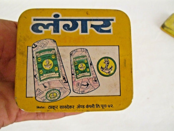 Cigarette Litho Box Bidi Tin , Langar Brand Vintage – Rare Tobacco Collectible, Retro Decor for Enthusiasts