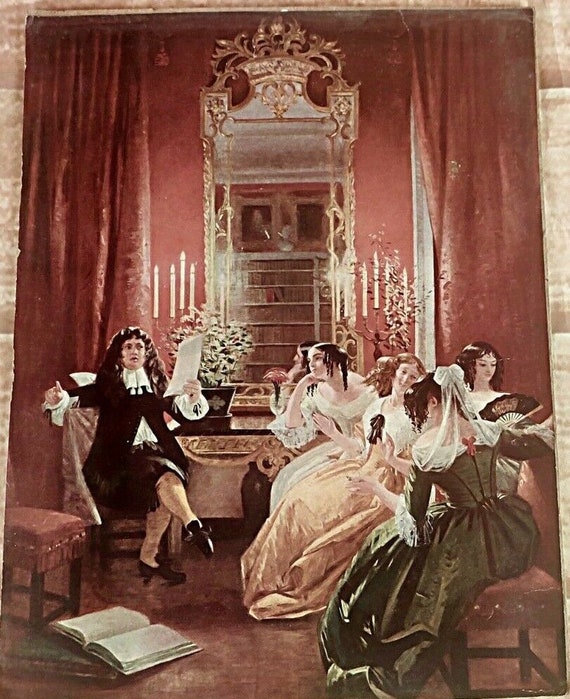 Rare Vintage Litho Print of Painting of Unique Design Collectible Classic Artwork Hand Crafted Decorative Elegant Wall Art for Home & Office