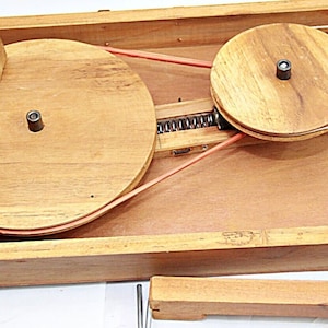 Reviving Gandhi's Legacy the Wooden Box Charkha Traditional Spinning Wheel With Sliding Box and 2 Extra Spindles and Puni image 4