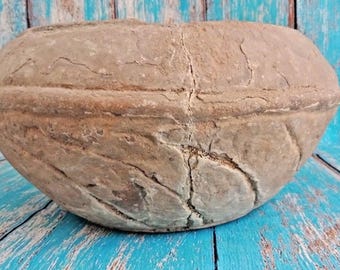 Hand Carved Stone Bowl: Rustic Garden Planter, Fresh Flower Keeper