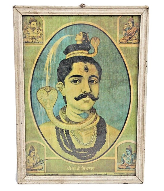 Decorative Raja Ravi Varma Lithographs Well Framed Beautiful Indian Mythology Scene Art Print Rare Unique Piece, Gift Ideas and Collectibles