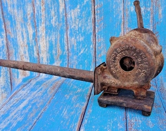 Vintage Champion Forge Blower Hand Crank | Cast Iron Blacksmith Tool, Industrial Steampunk Patina Decor