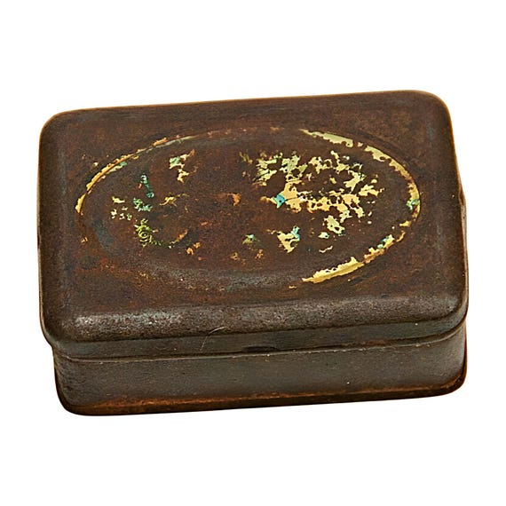 Rare Vintage Small Glass-Fitted Rustic Tin Box Made in Germany, Unique Collector’s Decor, Charming Gift for Vintage Lovers & Nostalgic Homes