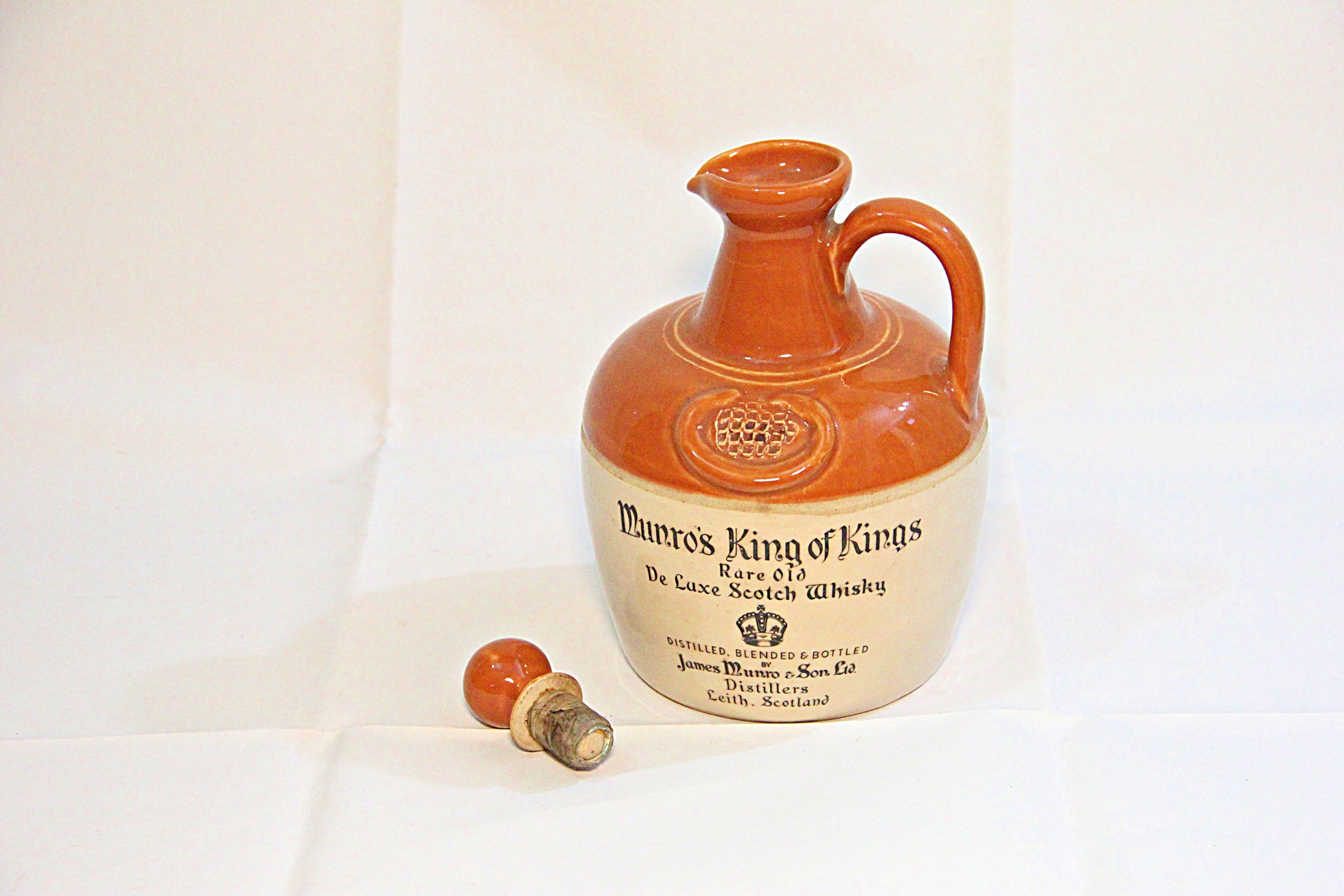 Vintage Munro King of Kings Scotch Whisky Decanter, 1970s Ceramic