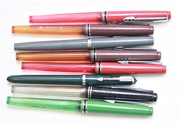 Rare Vintage Fountain Pen Set Unique Ink Tank Writing Pens from India Beautiful Collector's Lot for Calligraphy and Writing Enthusiasts