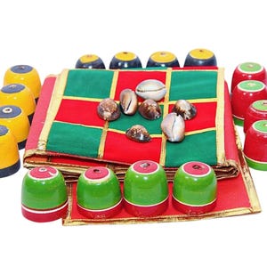 Juego de mesa tradicional Pachisi multicolor, juego de tela portátil Chausar y Ludo, divertido juego de dados familiar para todas las edades, perfecto para reuniones