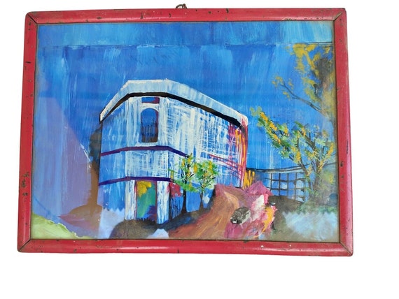 Colorful Ethnic House Paper Painting – Handcrafted Indian Wall Art Vibrant Framed Home Decor | Unique Cultural Masterpiece for Living Spaces