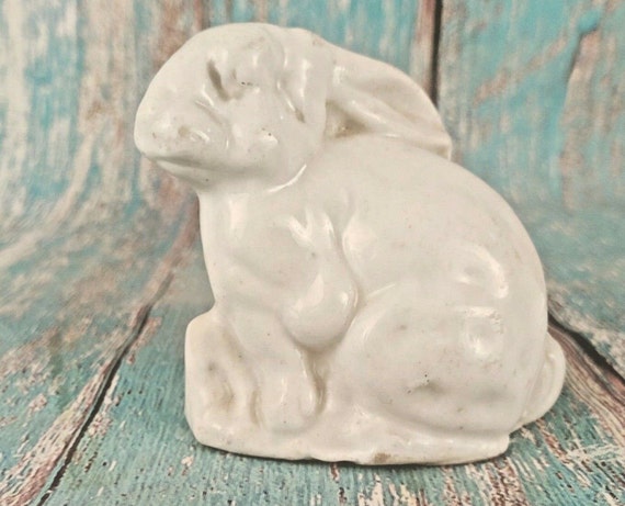 Rare Vintage Porcelain Ceramic Rabbit Figurine, Elegant Old Ceramic Rabbit Decor, Collectible Bunny Figure, Cute Animal Sculpture from India