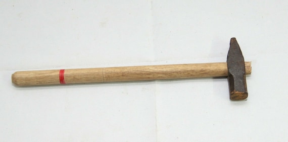 Old Vintage Hand Crafted Small Hammer with Wooden Handle – Antique Hand Tool from India – Perfect Collectible or Rustic Home Décor Accessory