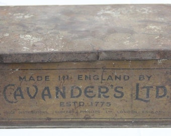 Lata de cigarrillos Cavender's Navy Cut de la década de 1940: recuerdos litográficos ingleses antiguos