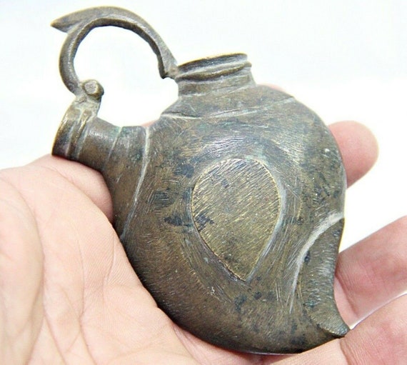 Rare Antique Mango-Shaped Brass Hand-Hookah– Islamic Collectible Smoking Pipe, Vintage Old Hukka Pot for Unique Décor & Cultural Enthusiasts