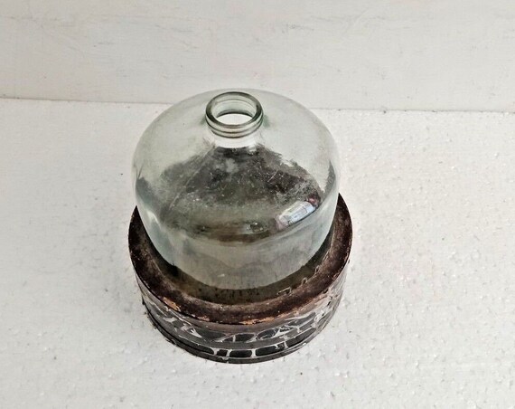 Rare Vintage Elite Brand Chemical Drug Bottle in Wooden Bowl – Antique Apothecary Jar, Rustic Display Piece for Unique Décor and Collectors