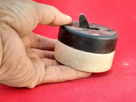 Vintage Bakelite Ceramic Large Round Switch India Collectible Retro 1970s Antique Unique Electrical Home Decor Historical Piece
