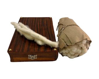 Wooden Book Charkha, Portable Indian Craft Tool, Khadi Yarn Spinner, with Cotton Punis