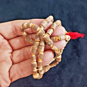 Natural Tulsi Mala: 108 Holy Basil Beads, Hindu Prayer Necklace