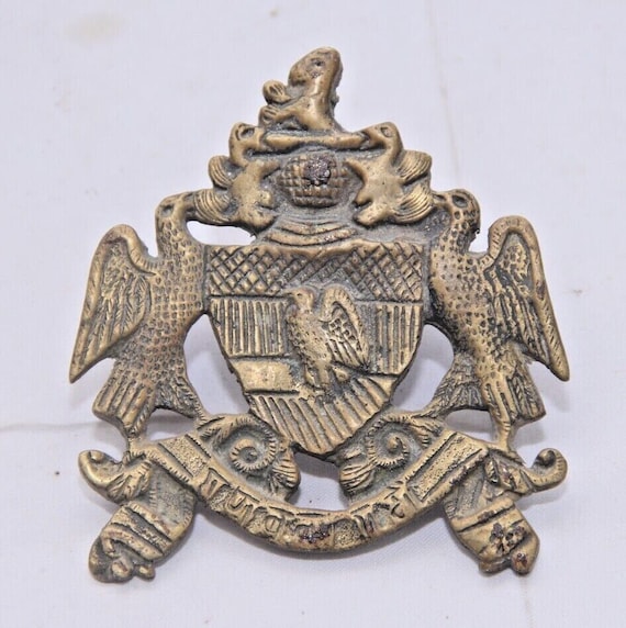 Rare Vintage Handmade Brass Royal Rajput Monogram Engraved Decorative Collectible, Artifact from India, Unique Display Piece for Enthusiasts