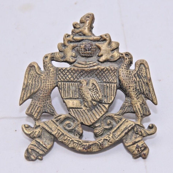 Old Vintage Handcrafted Brass Engraved Royal Rajput Eagle Monogram India