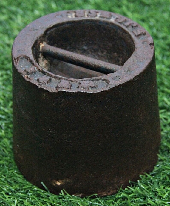 Antique 5 Seer J S W Solid Iron Measuring Weight Heavy Mercantile Tool Rare Find Collectible Rustic Home Decor Unique Vintage Charm