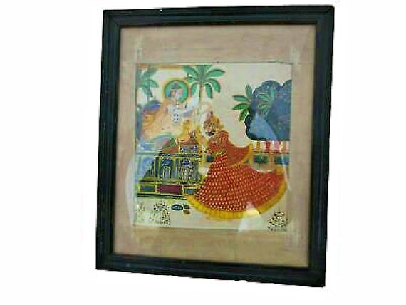 Vintage King & Saint Litho Print Framed Art– Handcrafted Indian Collectible, Unique Wall Decor for Home or Office, Timeless Cultural Display