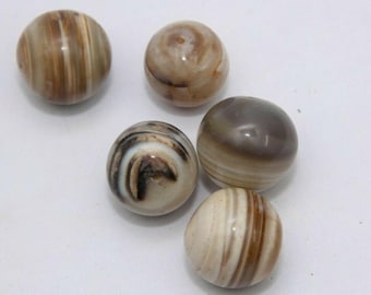 Antique Suleimani Aqeeq Agate Beads: Rare Eye Banded Stones, Set of 5