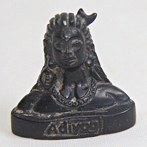 Vintage Black Polyresin Adiyogi Shiva Statue: Car Dashboard Decor