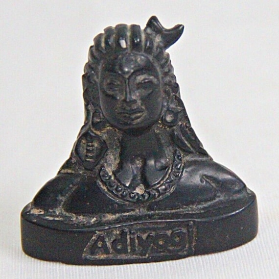Black Polyresin Adiyogi Shiva Statue – Elegant Car Dashboard Religious Idol, Durable Vintage Craft for Spiritual Décor Enthusiasts