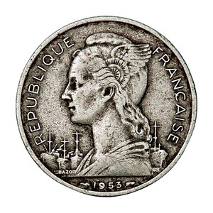 Moneda de 5 francos de Madagascar de 1953: moneda africana de colección de aluminio vintage (3,1 cm)