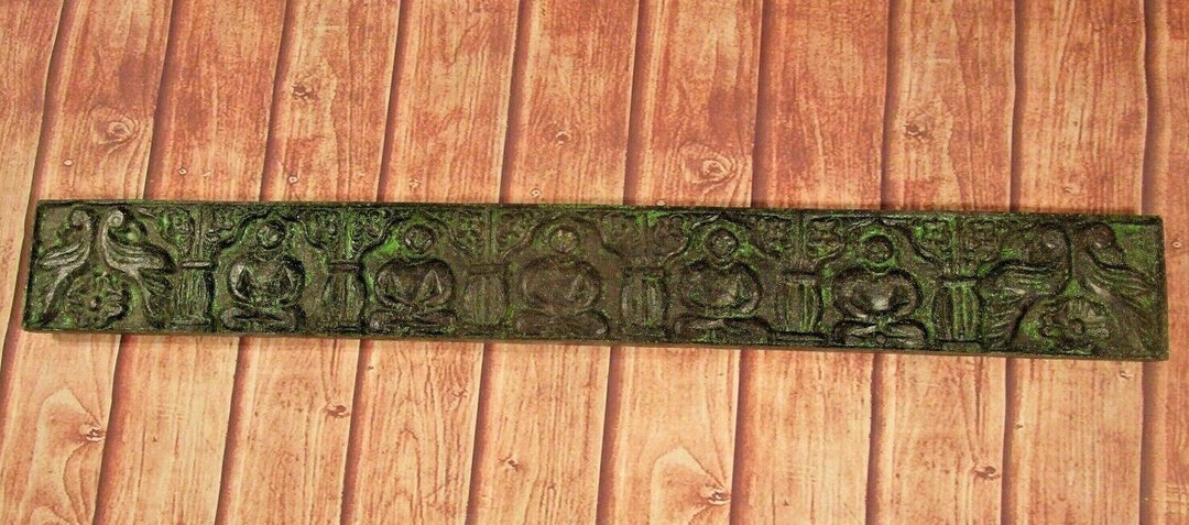 Vintage Hand Carved Wood Buddha Panel - 36 Inch Spiritual Wall Hanging ...