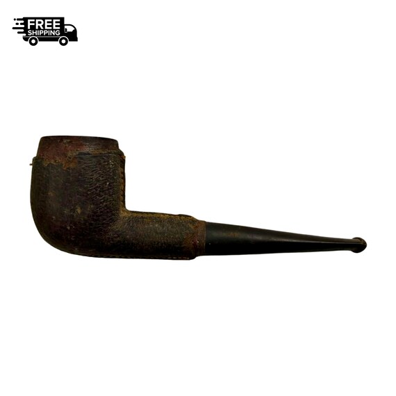 Vintage Handcrafted Wood and Leather Tobacco Pipe - Rare Smoking Collectible, Rustic Unique Decorative Piece for Enthusiasts and Collectors