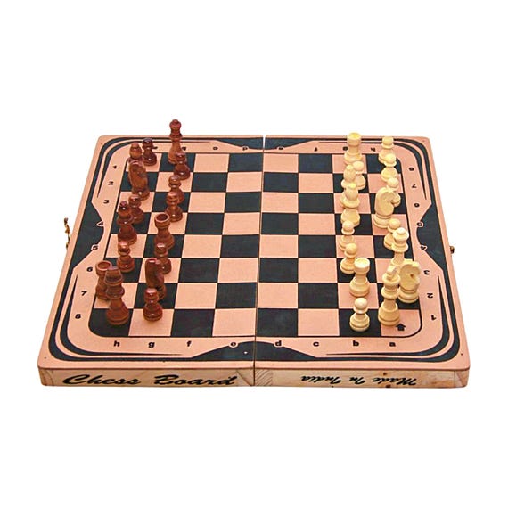 13.5x13.5 Inch Handcrafted Wooden Chess Set – Rare Unique Folding Board with Carved Pawns | Classic Strategy Game for Home, Office or Travel